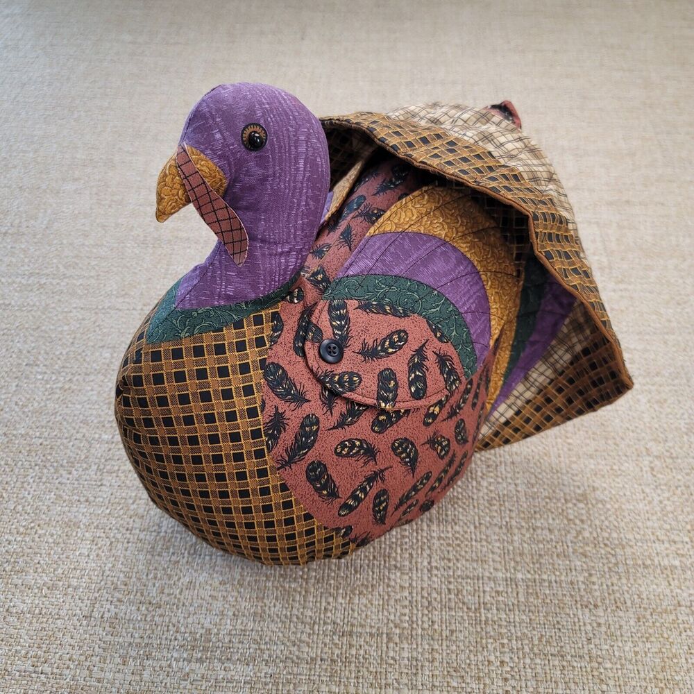 Stuffed Fabric Turkey Centerpiece Thanksgiving Fall Autumn Decor Farmhouse Plush
